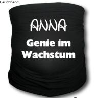 Bauchband mit Name und 'Genie im Wachstum'